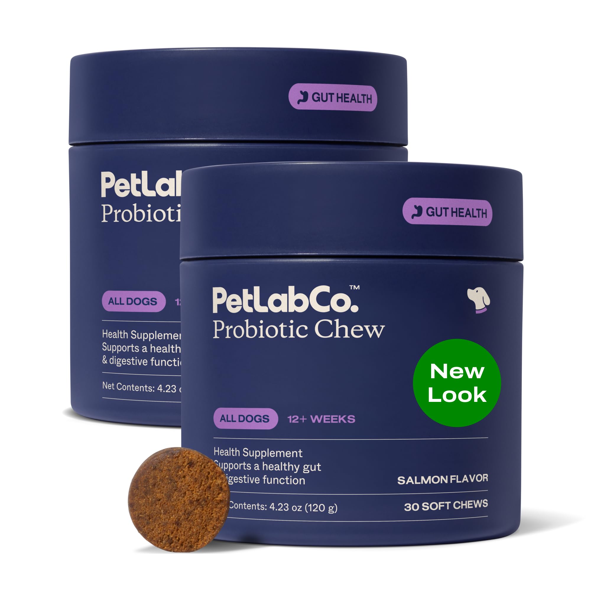 Probiotics for Dogs, Support Gut Health, Occasional Diarrhea, Digestive Health & Seasonal Allergies - Salmon Flavor - Packaging May Vary - 30 Soft Chews Pack of 2