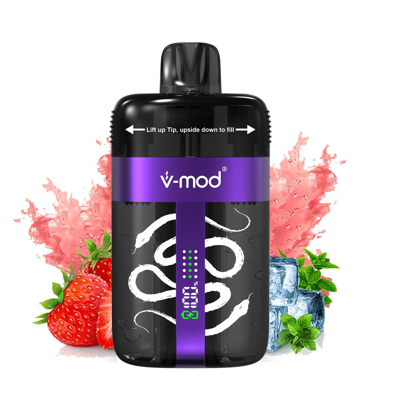 電子タバコ 充電式 50000 回吸引可能 シーシャ 持ち運び 使い捨て Vape ベイプエンジン 水蒸気タバコ 煙量調節可能 爆煙 850mAh大容量 禁煙補助に最適 (ストロベリーアイス(Strawberry Ice))