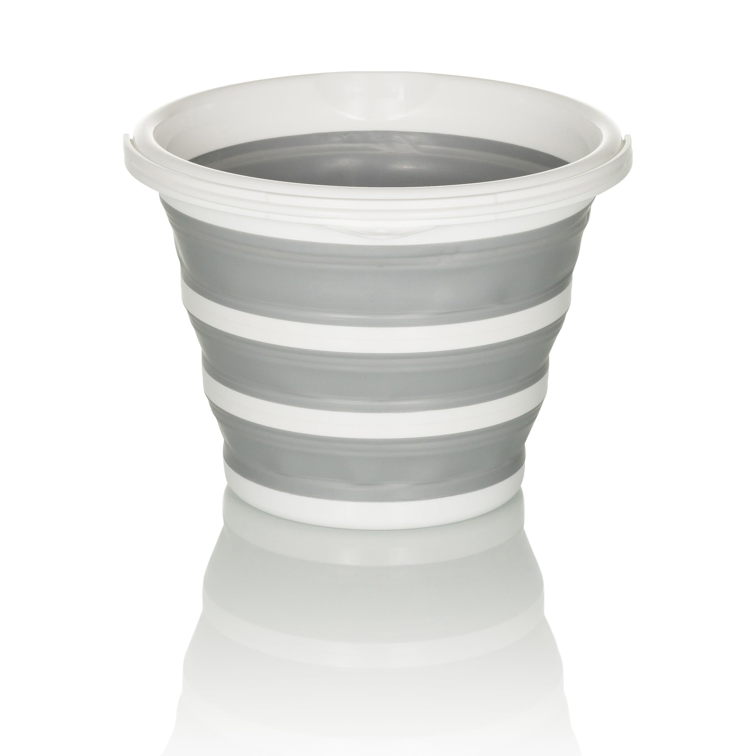 hjh OFFICE cestino pieghevole CLEAN SILR, in silicone, secchio pieghevole da 10L per uso interno ed esterno, salvaspazio, grigio/bianco, 924002