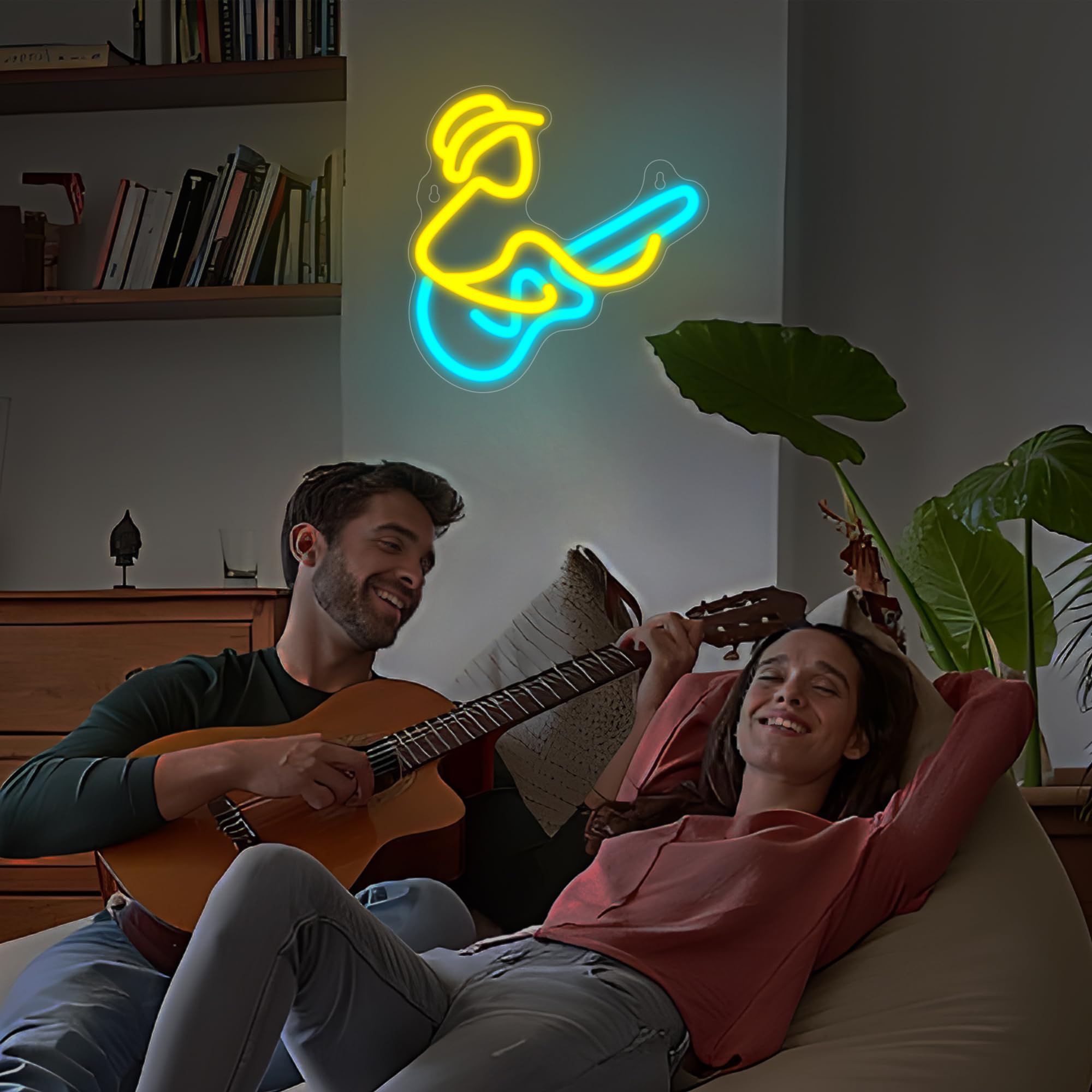 YuanDian Guitar Neon Sign, Unique Design, Dimmable LED Signs USB Powered, Ideal Wall Decor for Living Room Bedroom - Image 3