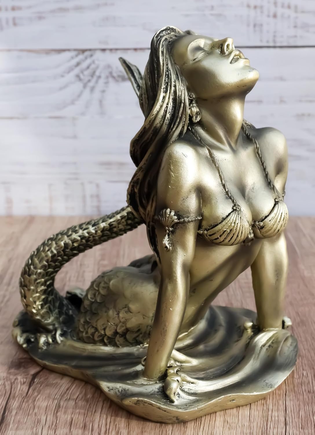 Ebros Aged Bronze Resin Seductive Siren of The Seas Mermaid Statue 7" Tall Nautical Coastal Ocean Sea Decor Figurine Sirens Luring Maidens Mermaids of The Dark Waters Fantasy Sculpture