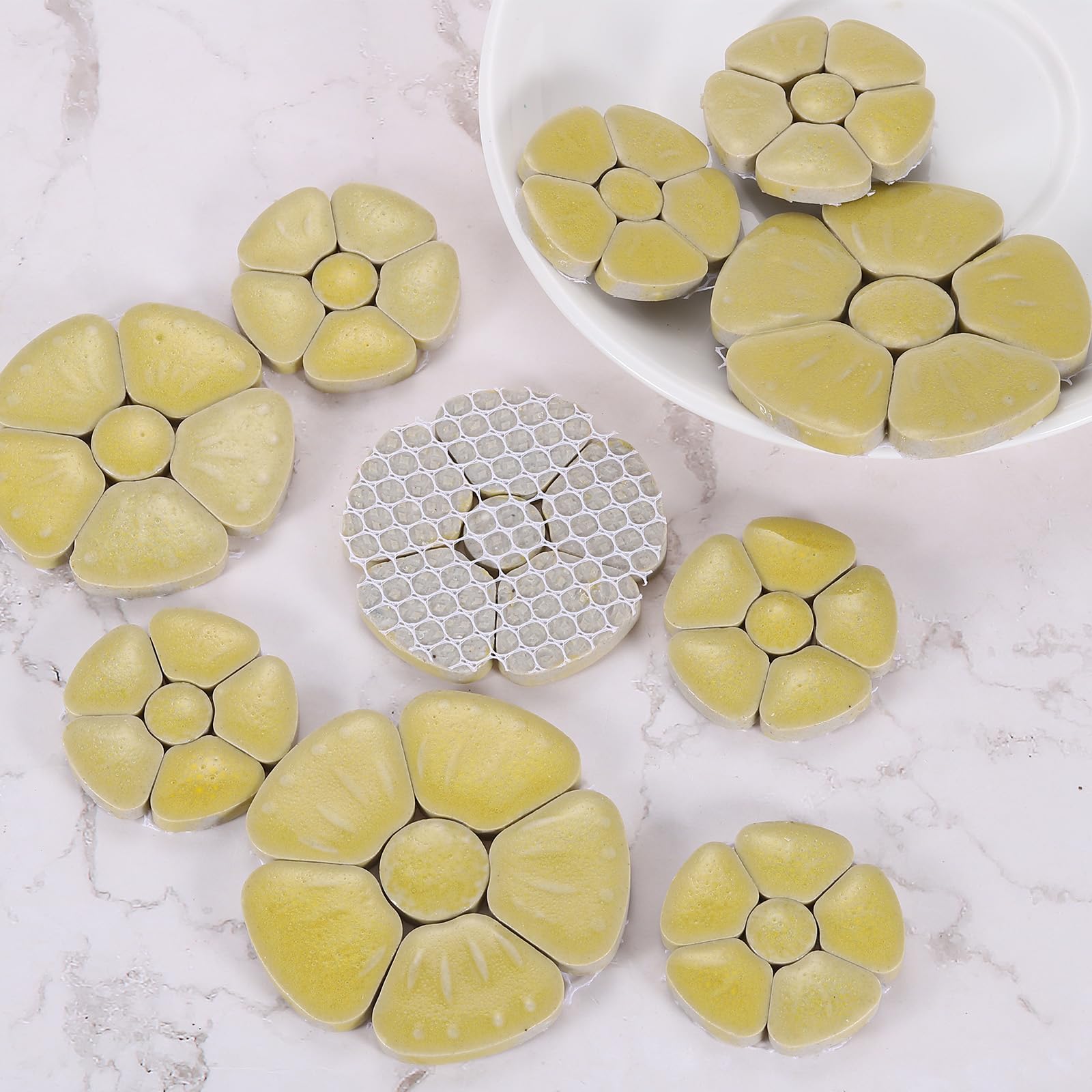 QUARKZMAN Mattonelle Mosaico in Ceramica a Fiori, Mattonelle Mosaico in Ceramica Colorata in Massa Per Progetti Artistici Fai Da Te, Kit Per Mosaico in Pietre