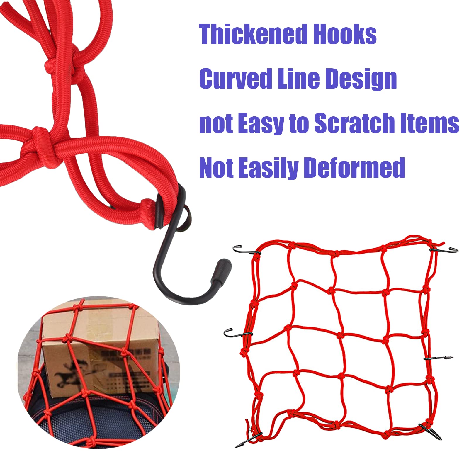 Rete Da Carico Per Moto 40x40 Cm - 2 Pezzi Con 6 Ganci Regolabili Per Casco E Bagagli - Foto 9