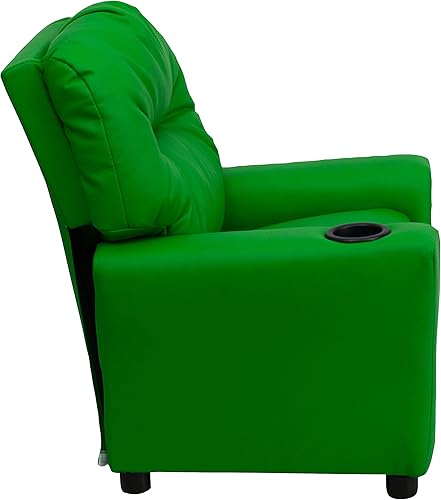 Miniatura 6 de EMMA + OLIVER Reclinable infantil de vinilo verde con portavasos