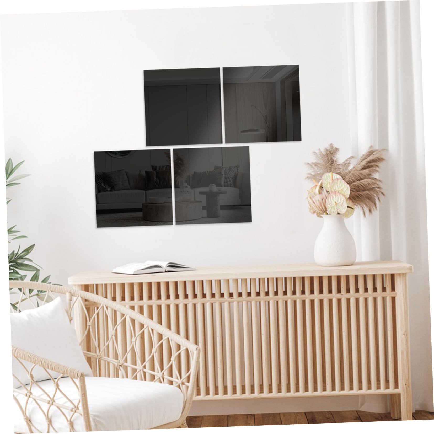 CORHAD Mirror Wall Decor Decal Square Mirror Sticker Self Adhesive Plastic for Bedroom