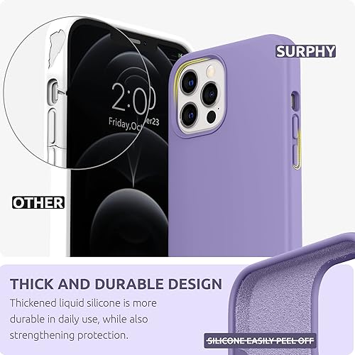Miniatura 10 de SURPHY Funda de silicona compatible con iPhone 12 Pro Max de 6.7 pulgadas, funda de silicona líquida (con forro de microfibra) diseñada para iPhone