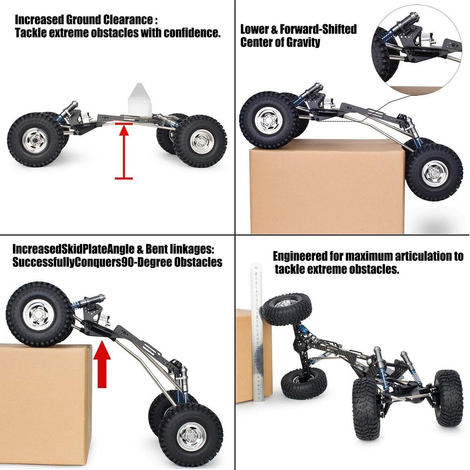 Kit de Chasis de Fibra de Carbono para Coche RC Crawler 1/10. Reemplaza Directamente Los Accesorios.