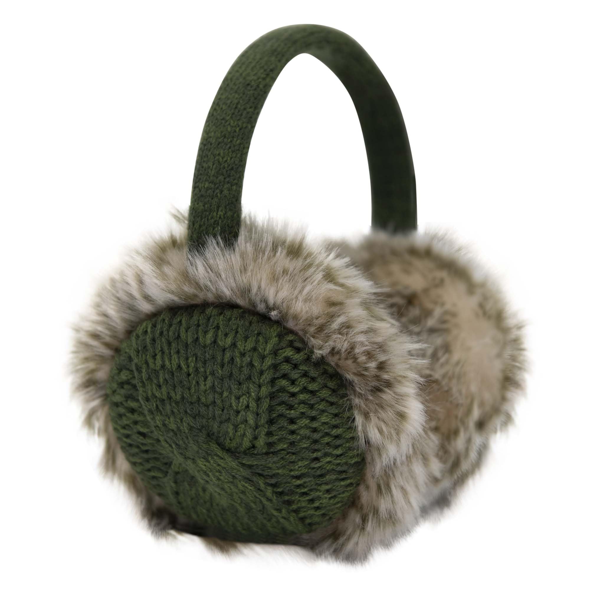 Aran Traditions Knitted Design Faux Fur Earmuffs (Grey)