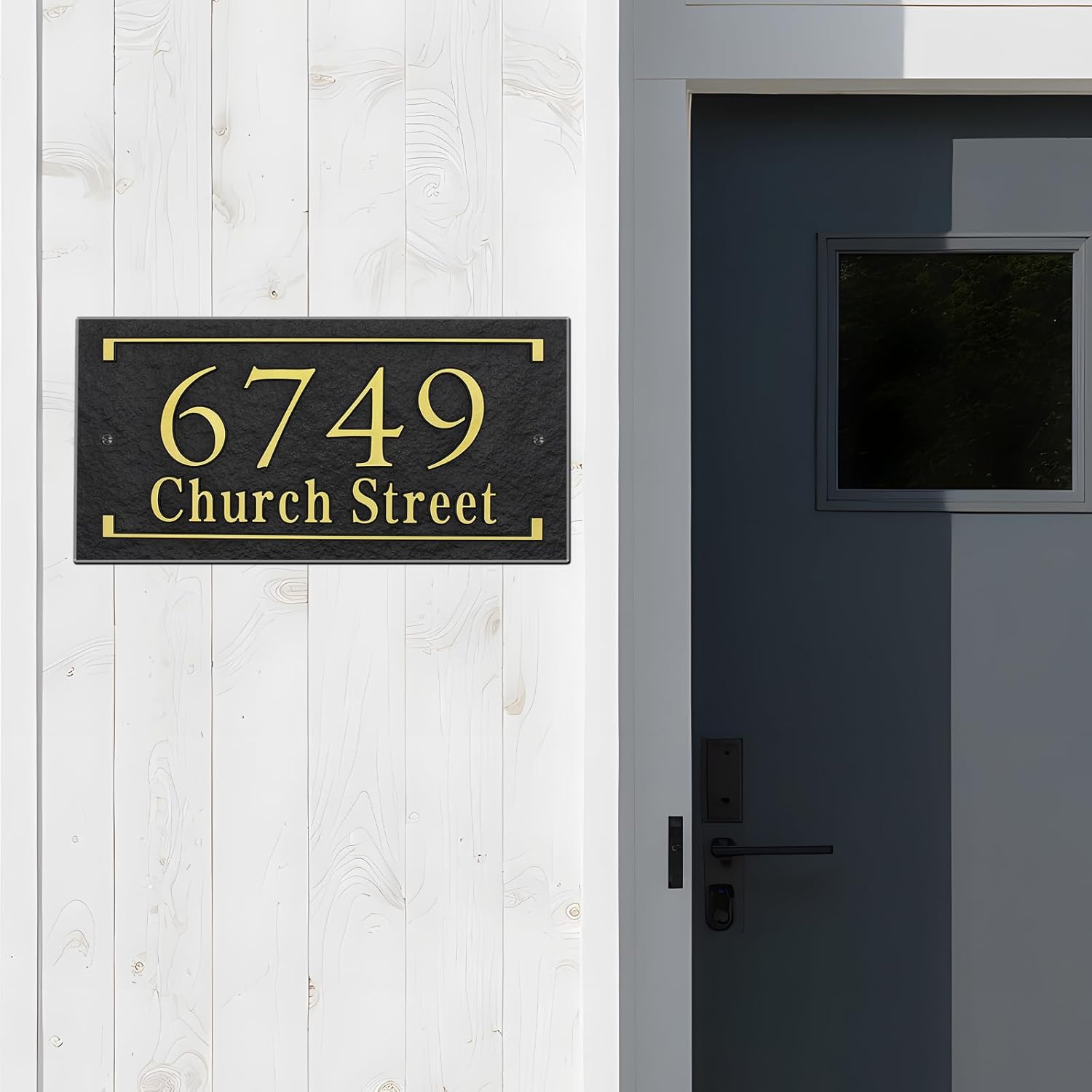 Personalized Address Plaque - Outdoor Address Sign for House,House Number Plaque Sign,House Numbers for Outside Multiple Colors Metal & Large Options 12 x 5.9 inch (Style 5)