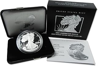 Lingotes a prueba de elección American Silver Eagle de 2024 W Moneda de $ 1 OGP COA | Moneda coleccionable: Dólar Águila Americana, 2024-W, Plata, Choice Proof