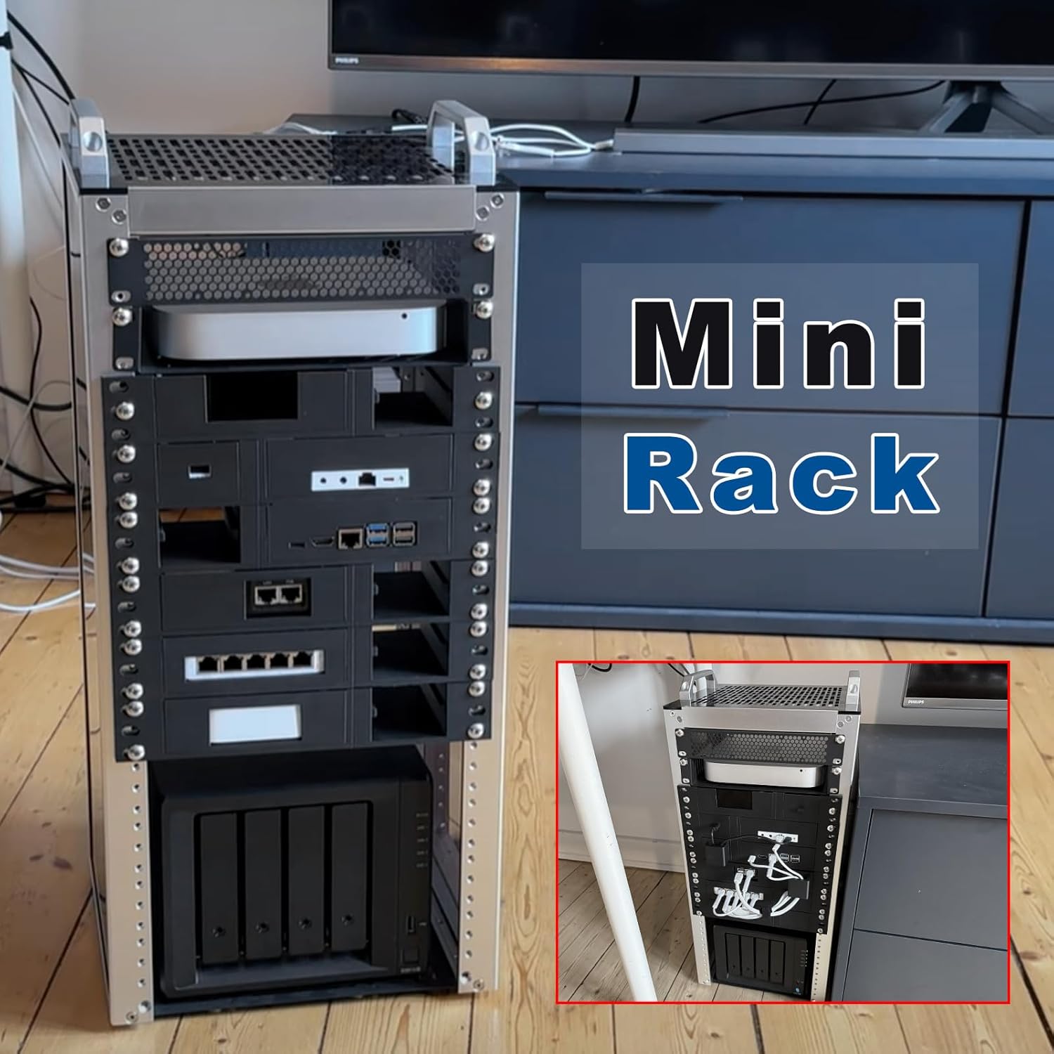 GeeekPi DeskPi RackMate T2 10 inch 12U Server Cabinet & 10 Inch 2U Rack Mount for Raspberry Pi 5, with 4PCS PCIe to M.2 NVMe SSD Adapters