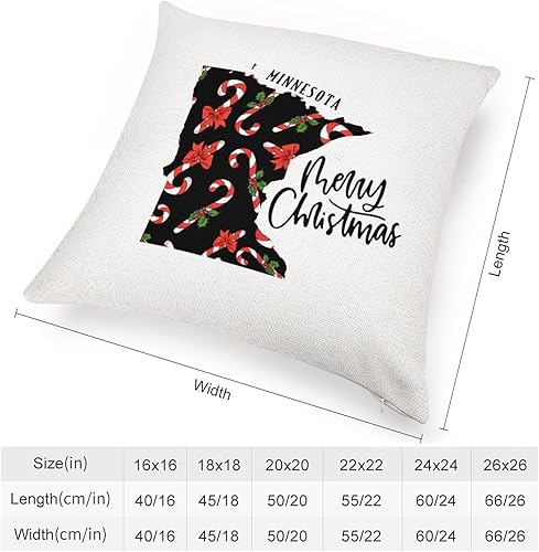 Miniatura 2 de Merry Christmas Minnesota State Pillow Covers 18x18 Minnesota Christmas Cojines Decorativos para Sala with Hidden Zipper Design Outdoor Square