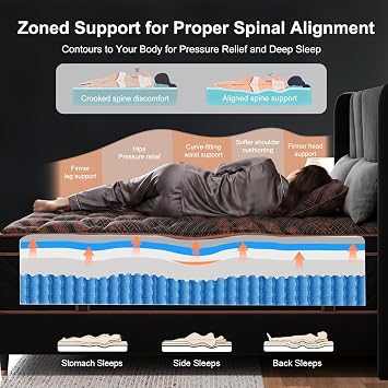 Queen Hybrid Mattress 12 Inch, Medium Firm Gel Memory Foam & Pocket Springs - Motion Isolation & Pressure Relief for Back & Side Sleepers, CertiPUR-US Certified