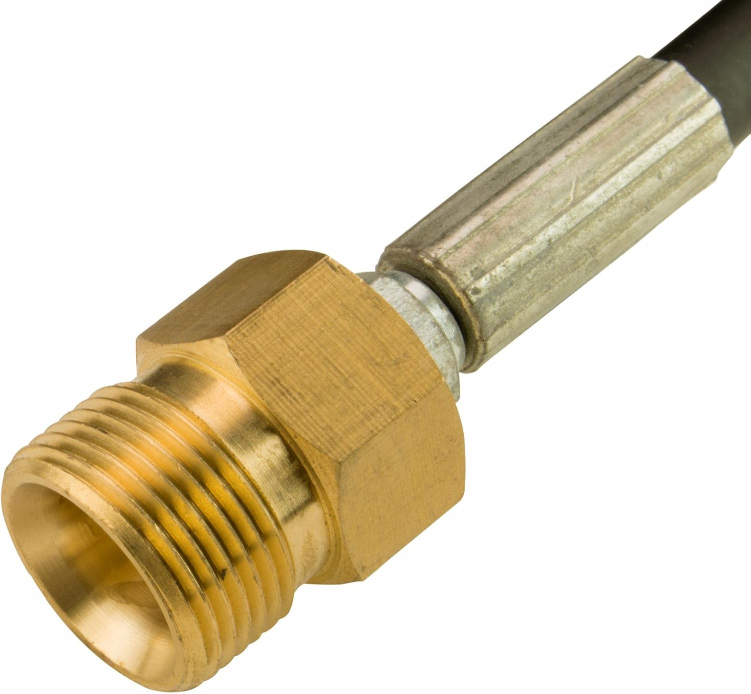 Erie Tools 3000 PSI 50' Sewer Jetter Hose with M22 Fitting for Light Duty Sewer Cleaning 1/4" Thermoplastic Hose and Nozzle
