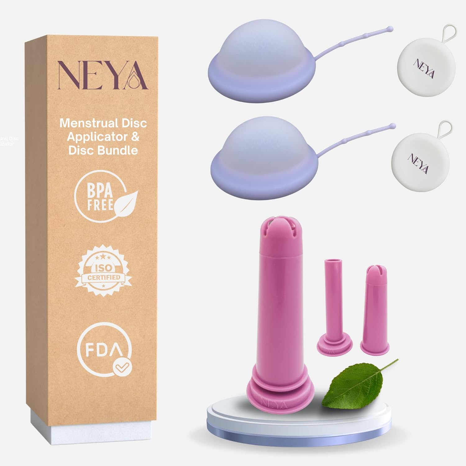 NEYA Menstrual Disc & Applicator Bundle – 2 Reusable Period Discs with Easy-Insert Applicator, 12-Hour Leak Protection, Hygienic, Eco-Friendly - Image 1 of 9