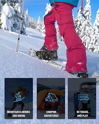 Miniatura 9 de Raquetas de nieve para hombres, mujeres, jóvenes, niños, zapatos de nieve ligeros de aleación de aluminio todo terreno con fijaciones de trinquete