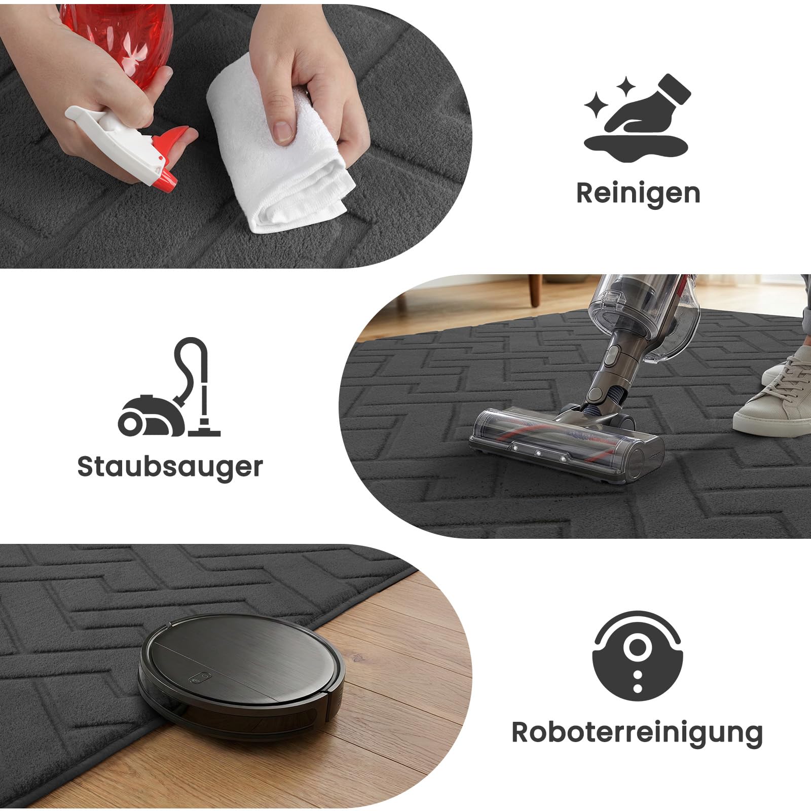 Treeboy Teppich Wohnzimmer 200x300 Waschbarer Teppiche Kinderzimmer Grau | 3D Z-förmiges Hoch-Tief teppiche Gegend, Weich Flauschige Carpet Kurzflor Rutschfester für Schlafzimmer,Kinderzimmer mädchen