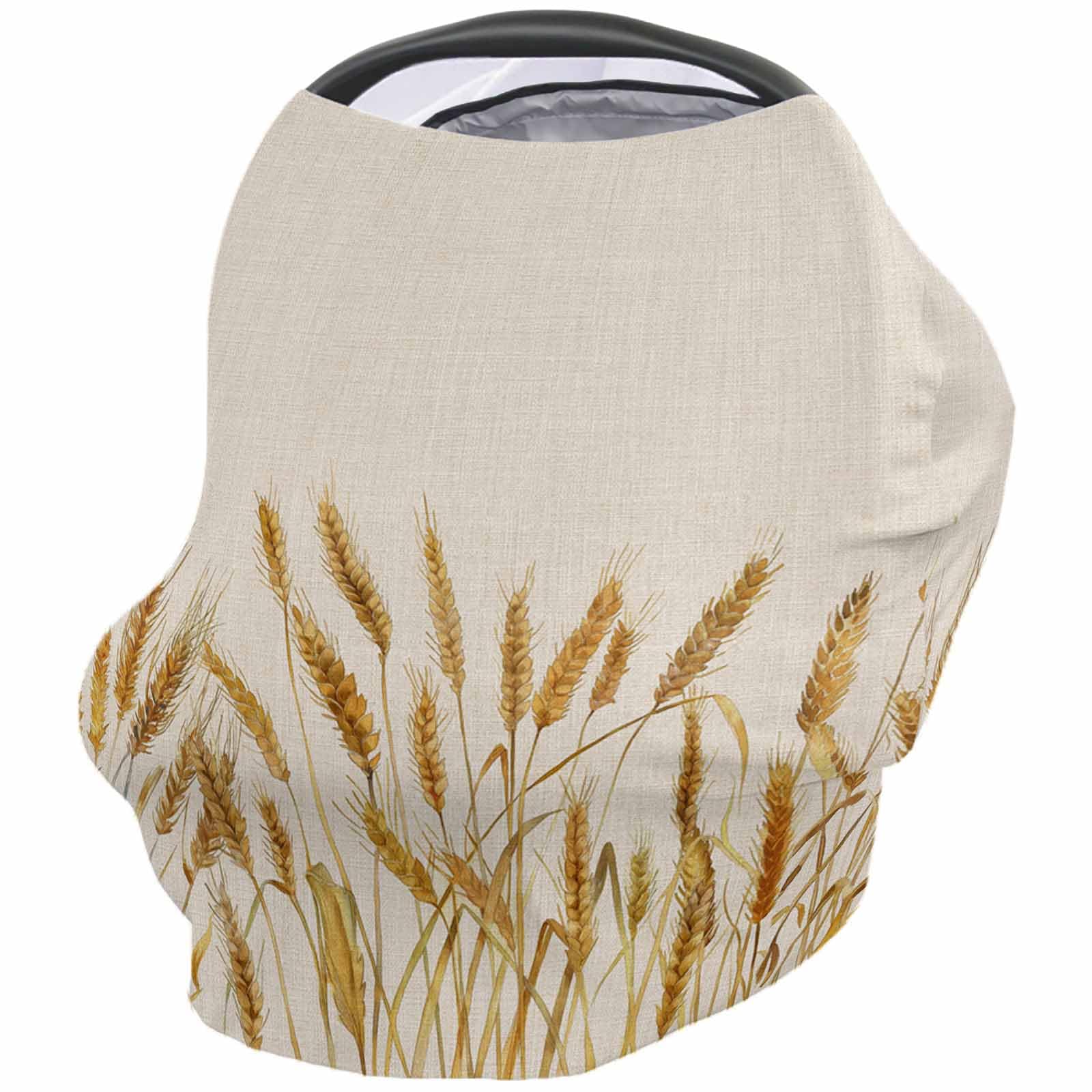 Nursing Cover for Breastfeeding Scarf, Fall Yellow Wheat Farmhouse Baby Car Covers Super Soft Multi Use for Canopy Shopping Cart Cover Blanket Stroller Cover