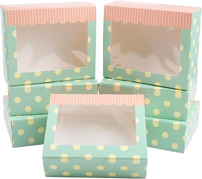 KEYIDO 12 Pack Candy Sweet Boxes with Window 6 5 2  Disposable Paper Treat Packing Gift Box Christmas Pastry Cookies Muffins Pies Brownie Boxes