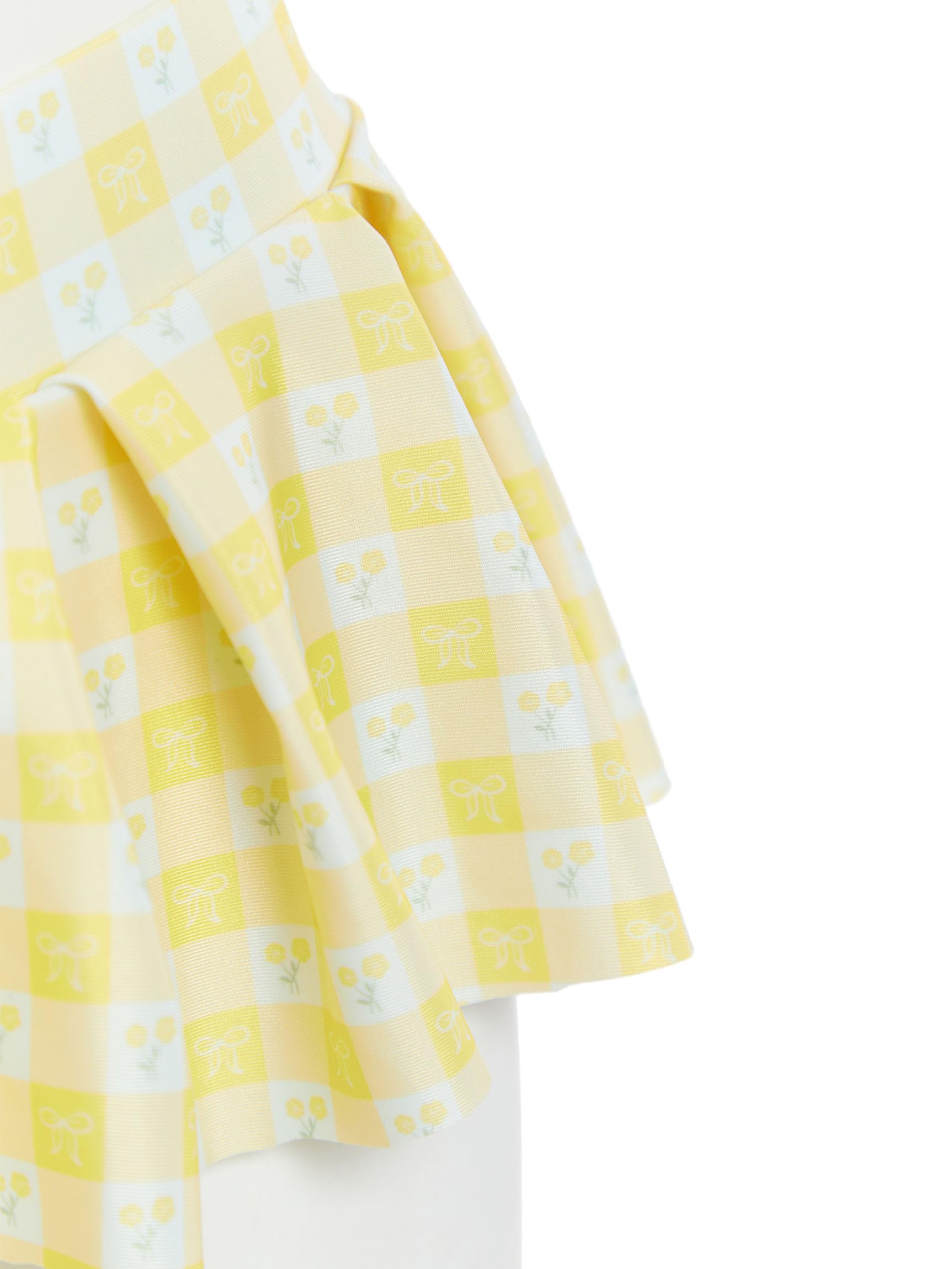 daizbella Women's Bikini Sets 50's Retro Vintage High Waist Plaid Self-Halter Bathing Suit with Headband: Yellow X-Large