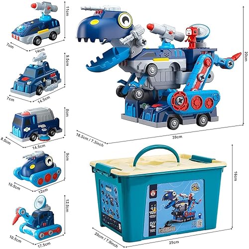 Carrinho Dino 5 em 1 Monta e Desmonta Construbots Mega Compras - MC907