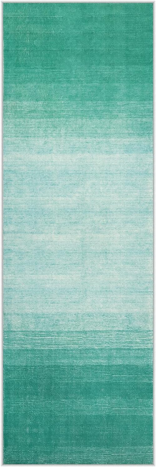 Wonnitar Teal Kitchen Runner Rugs 2x6 ft, Washable Modern Ombre Non-Slip Laundry Room Runner Rug, Abstract Bathroom Carpet Runner Low Pile Floor Carpet for Bedroom Doorway Entryway (Teal, 2'x6') - Image 8