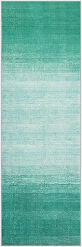 Miniatura 8 de Wonnitar Alfombra de pasillo de cocina verde azulado de 2 x 6 pies, lavable, moderna, degradado, antideslizante, alfombra de pasillo de lavandería