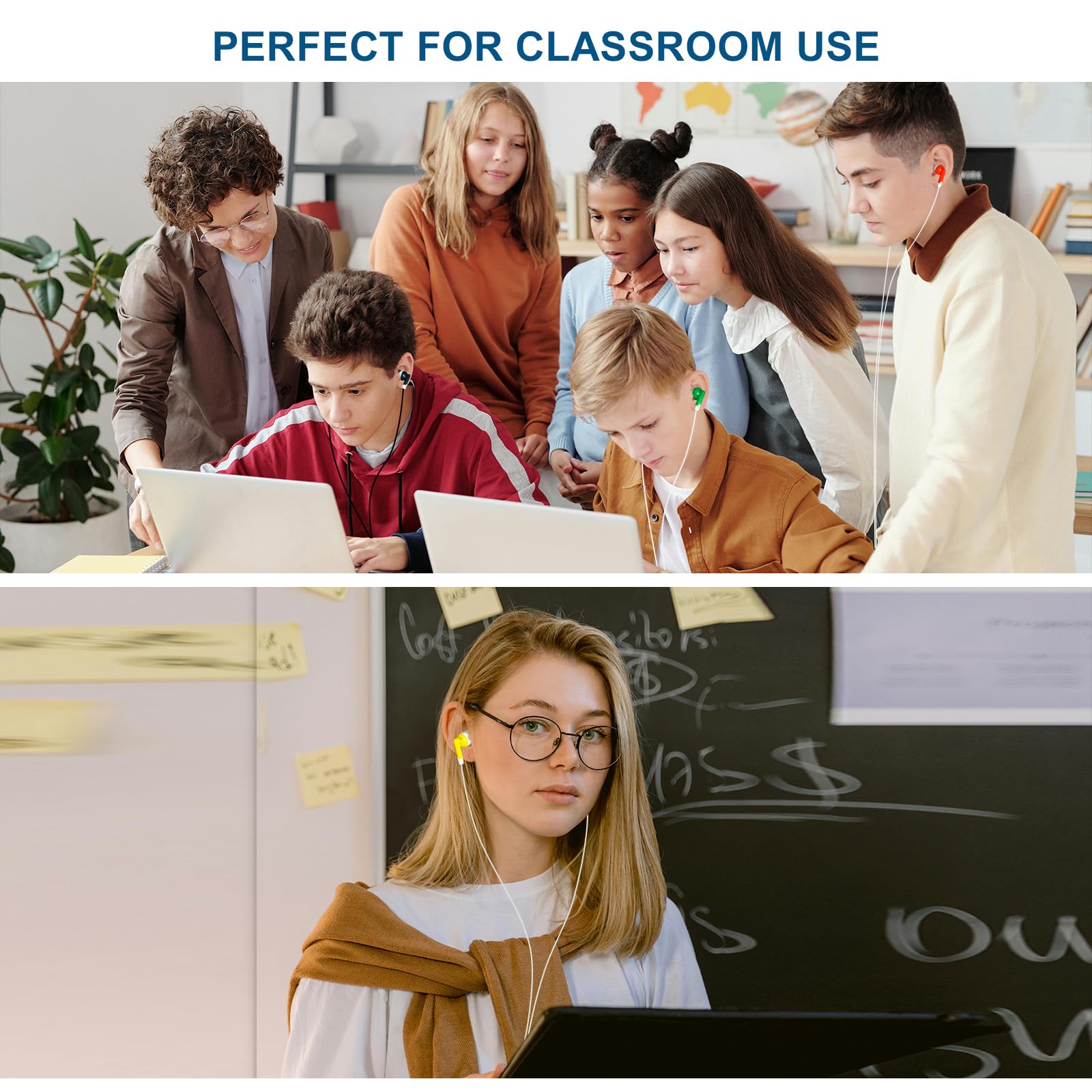 Auricolari Bulk Classroom Cuffie cablate in ear usa e getta per studenti per aule scolastiche biblioteche (confezione da 160)