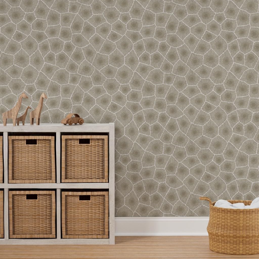 Peel & Stick Wallpaper 3ft x 2ft - Petoskey, Stone Print, Natural, Neutral, Nature, Rock, Geology, Science, Geek, Fossil, Archaeology, Custom Removable Wallpaper by Spoonflower