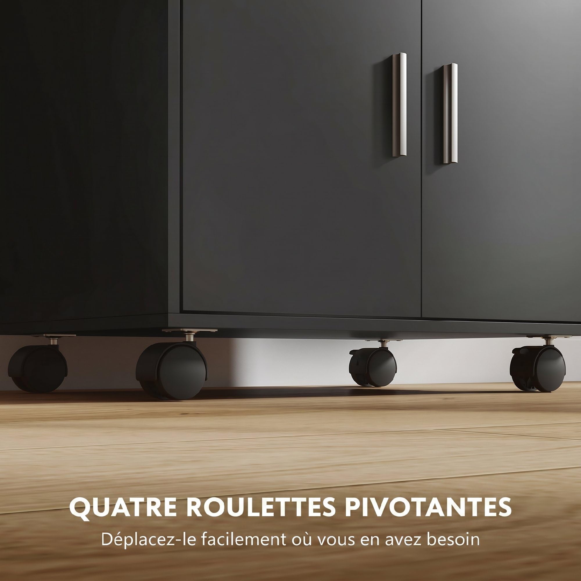 HOMCOM Chariot de Cuisine sur roulettes, 59 x 40 x 92 cm Noir | Desserte Micro-Onde avec Plan de Travail, Étagères Ouvertes, Tiroir, Placard, Meuble de Rangement pour Micro-Ondes