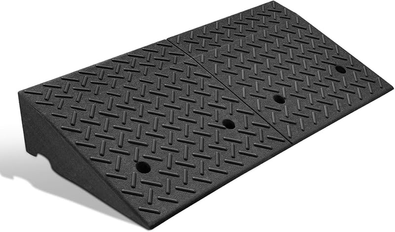 6.9" Rise Rubber Curb Ramp Heavy Duty Driveway Ramp Threshold Ramp 39" A x 19.5" P x 6.9" H for Loading Dock, Warehouse, Motorcycles, Cars, TOOLS-00653