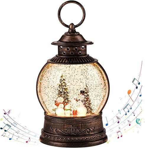 Miniatura 1 de Linterna de agua con globos de nieve de Navidad, 8 música navideña, alimentado por USB y batería, decoraciones navideñas, regalos para familiares,