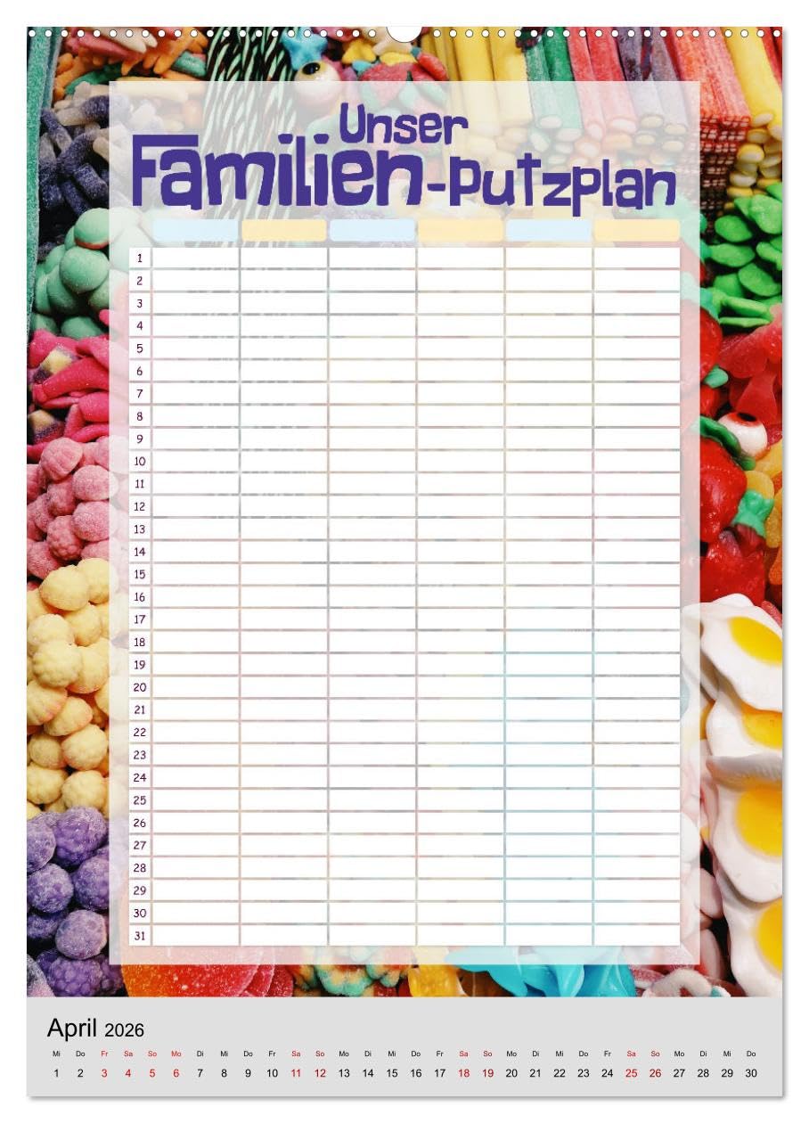 Unser Familien-Putzplan & Kalender 2026 (hochwertiger Premium Wandkalender 2026 DIN A2 hoch), Kunstdruck in Hochglanz: Kalender und Putzplan in einem ... Perfekt für Familien (CALVENDO Lifestyle)