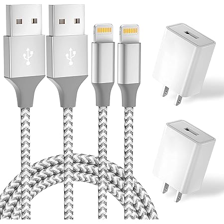 iPhone Charger,2Pack 6FT MFi Certified Lightning Cable Data Sync Charging Cords with 2Pack USB Wall Charger Travel Plug Adapter Compatible iPhone 12 Pro/11 Pro/Xs/XR/X/8/8Plus and More