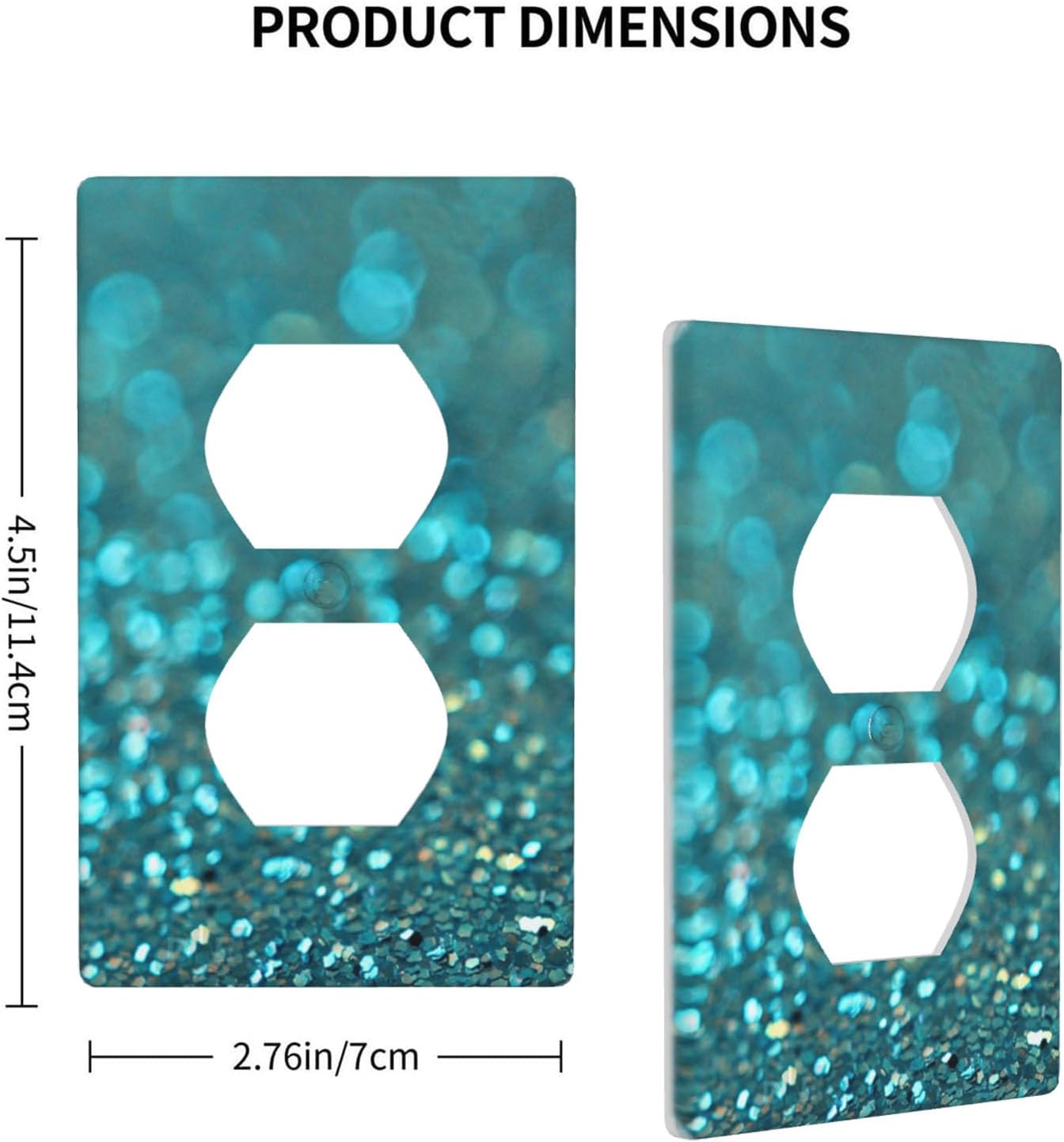 Teal Green 1-Gang Duplex Wall Plate, Teal Turquoise Shiny Printed Outlet Covers Standard Duplex Receptacle Plug Cover for Bathroom, Kitchen, Vanity & Bedroom