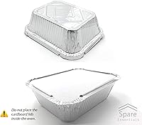 Vista 7 de Spare Essentials Paquete de 55 - Bandejas Pequeñas de Papel Aluminio con Tapas - Recipientes de Comida para Llevar con Tapas 1lb Mini Bandejas