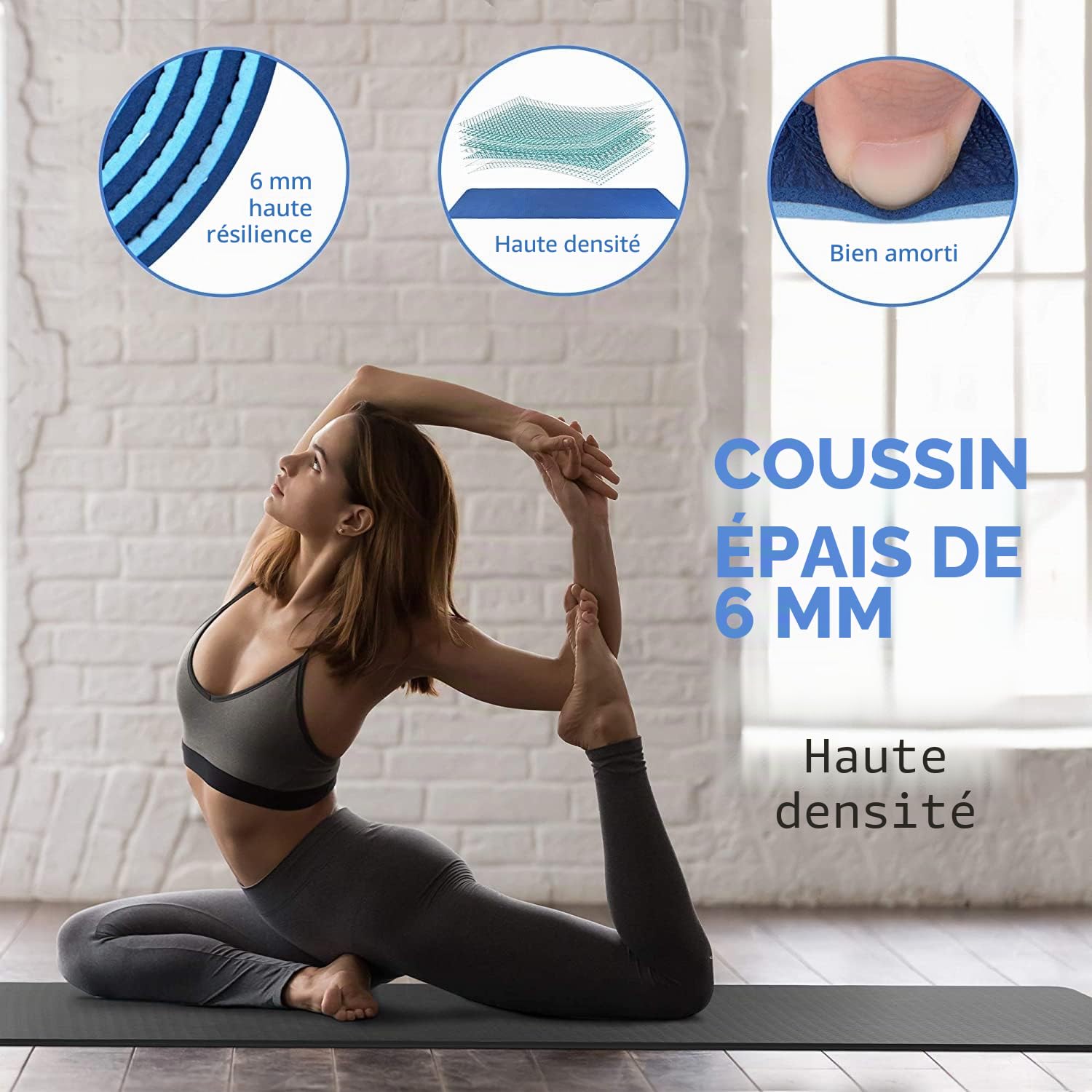 CAMBIVO Tapis Yoga, Tapis de Sport TPE Antidérapant 213 x 81 x 6 mm Adultes | Tapis de Gym Extra Large avec Sangle, pour Pilates, Fitness, Méditation et Entraînement à la Maison