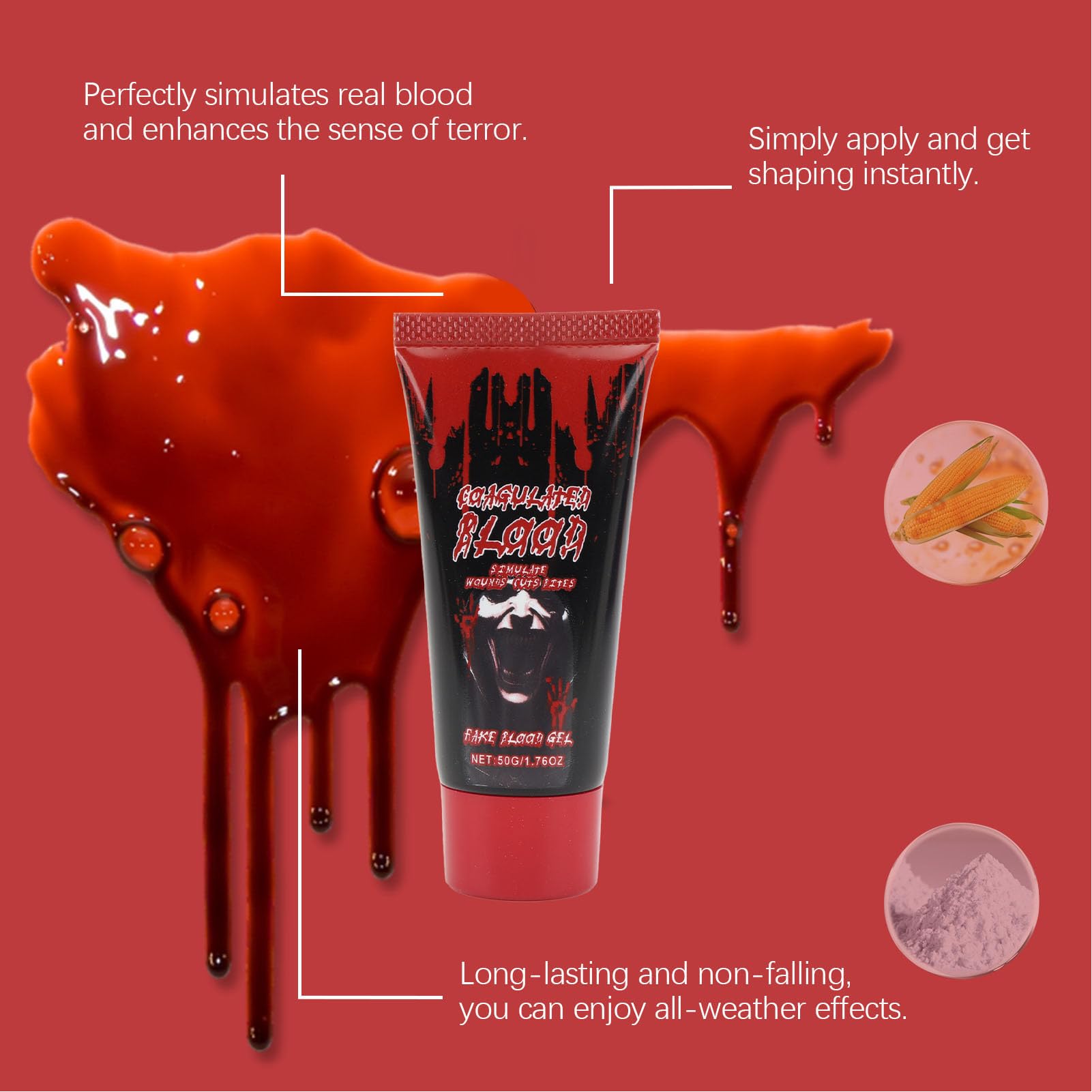 Makeup Fake Coagulated Blood Gel Effects Sticky Texture Makeup Stage Blood Festivities 50g X 2