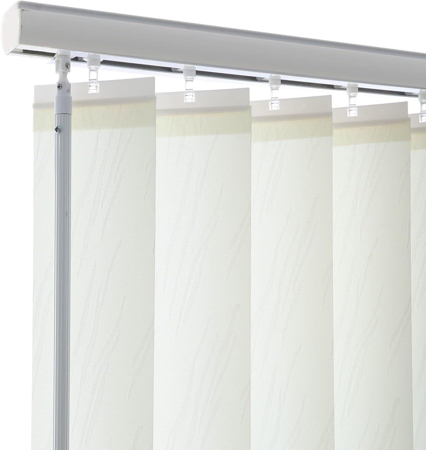 Vertical Windows Blinds for Home, Custom 3.5 Inches Slats Light Filtering Window Shades, UV Protection Noice Reduce Vertical Blinds for Sliding Glass Doors, Bracketplant Pattern - White