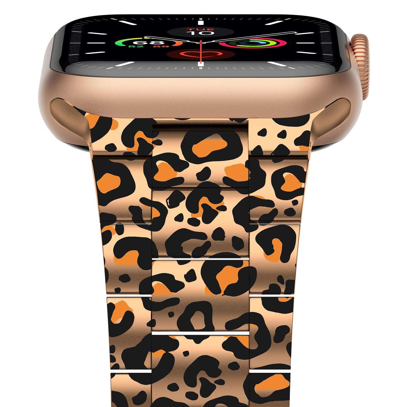 iiteeology Lightweight Stainless Steel Band Designed for Apple Watch Series 1-11, 42mm, 41mm, 40mm, 38mm, SE2&amp;SE3, Replacement iWatch Bands for Women, Brown Leopard