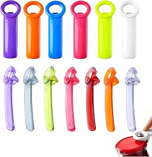13 Pcs Plastic Jar Lid Opener with Easy Grip Hand Held 5.5" Colorful Design, Jar Key Opener for Weak Hands, Elderly & Children