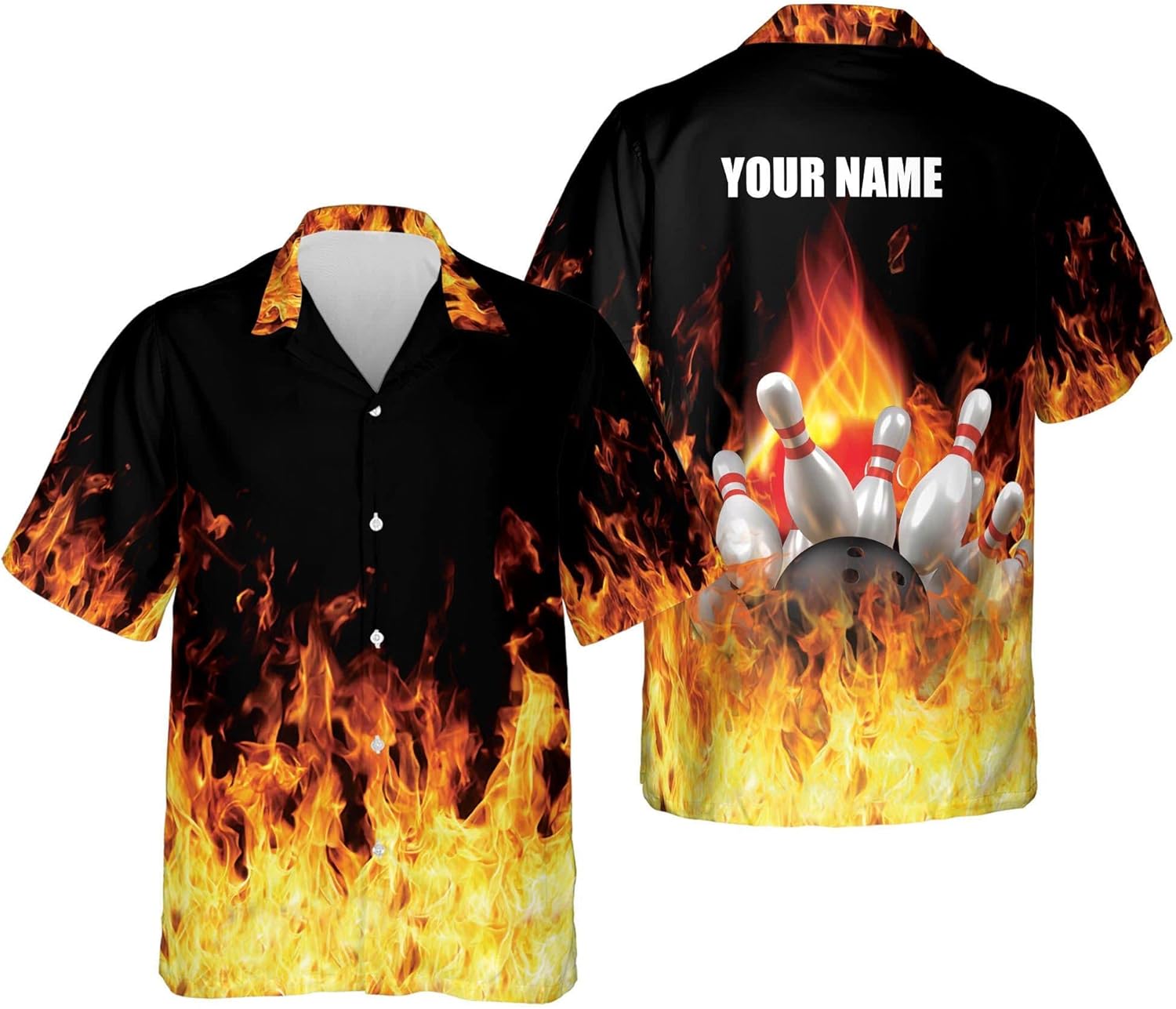 Custom Bowling Shirts, Bowling Jerseys for Men, Hawaiian Shirt for Men, Button Down Clothes with Team