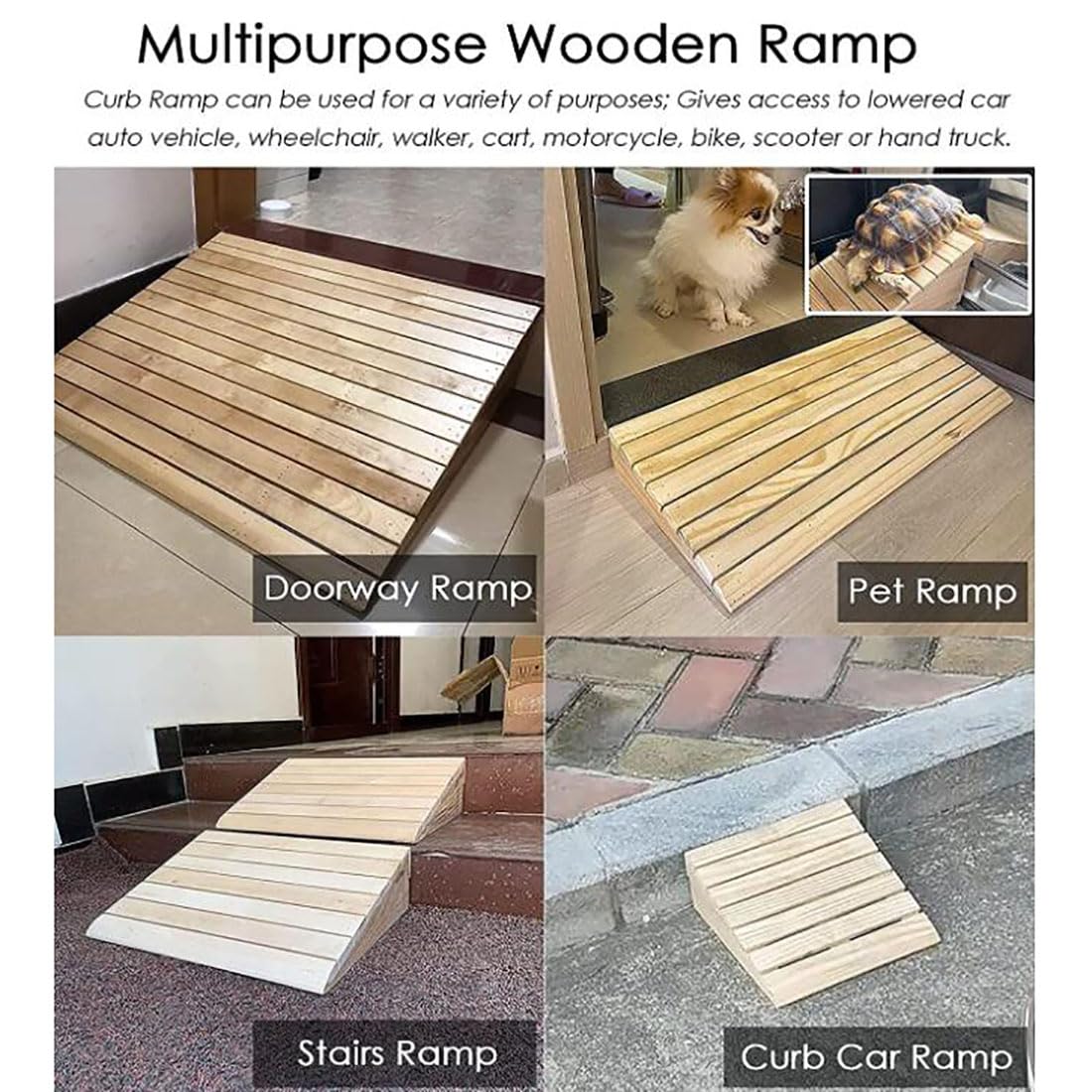 Rampa para Silla De Ruedas/Molduras De Madera Listones,Rampa De Umbral De Puerta De Madera,Portátil Rampa Discapacitados,para Subir Umbrales, Escalones, Puertas,30.8 * 30 * 11CM