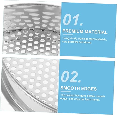 Miniatura 8 de Toddmomy Tamiz de malla fina de acero inoxidable rotativo tamiz de suelo para jardín, tamiz de suelo redondo para el hogar, cocina, tamiz multiusos
