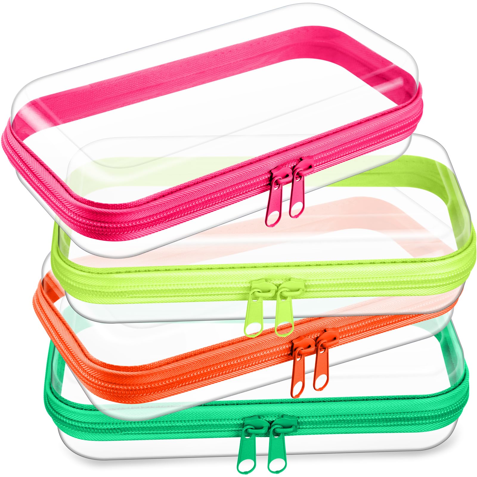 カラフルな透明ケース YAY LET'S PLAY Amazon.com: Hoolerry 4 Pcs Hard Clear Zipper Case Makeup Bags