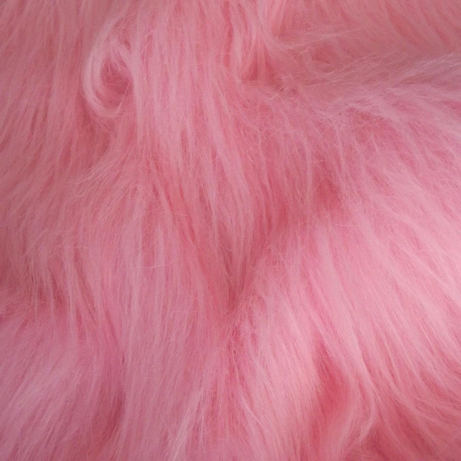 Long Haired Faux Fur Fabric Material - Blossom Pink - Various Lengths - AC 356 / YF54 (1/2 Metre 150cm x 50cm)