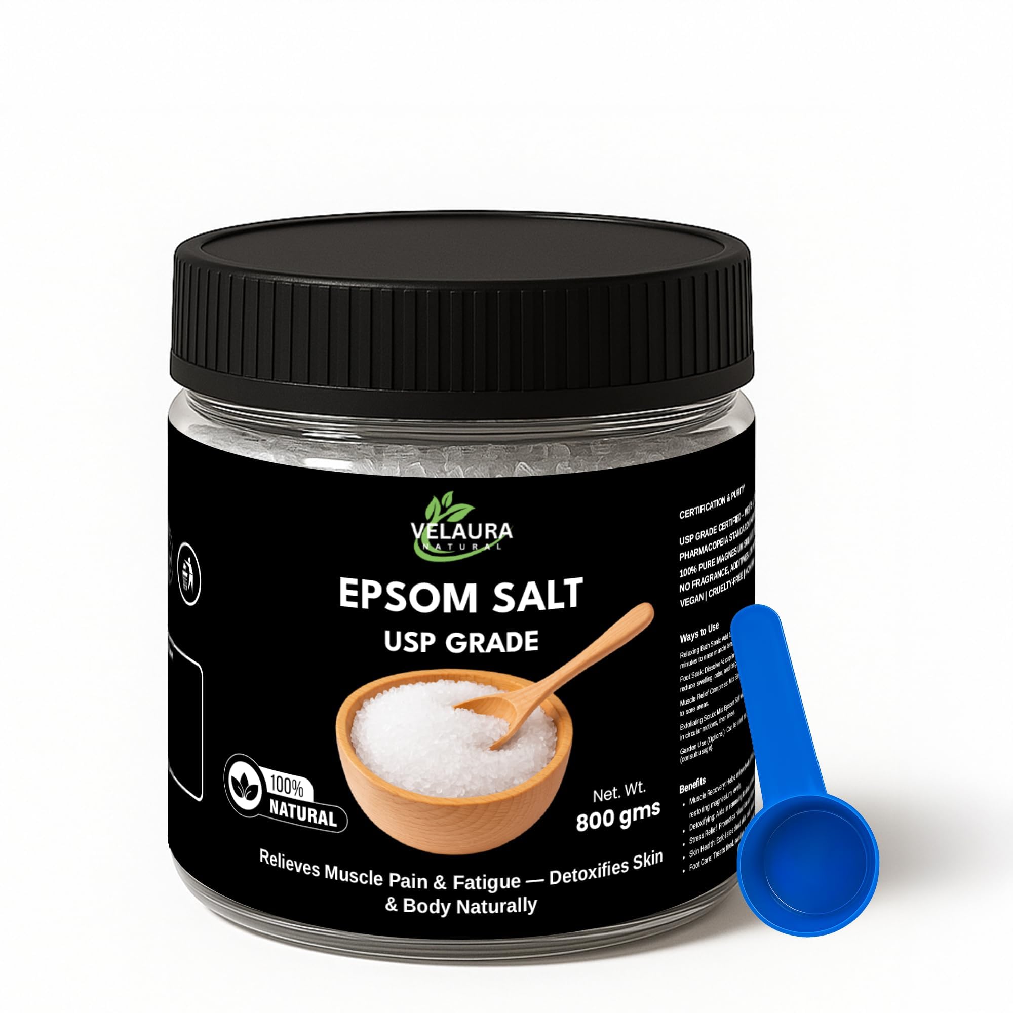 Epsom Bath Salt 800g with Free Measuring Scoop | USP Grade Magnesium Sulphate Crystals | Relaxing Bath Soak & Muscle Pain Relief-image-46