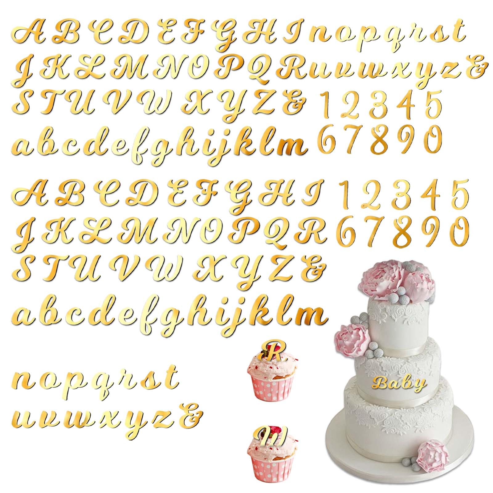 Acrylic Happy Birthday Cake Topper Set – 128 Pieces Gold Mirror Letter & Number Decorations – Customizable Cake Decorations for Birthday, Wedding, Engagement, Anniversary, 2 Sizes