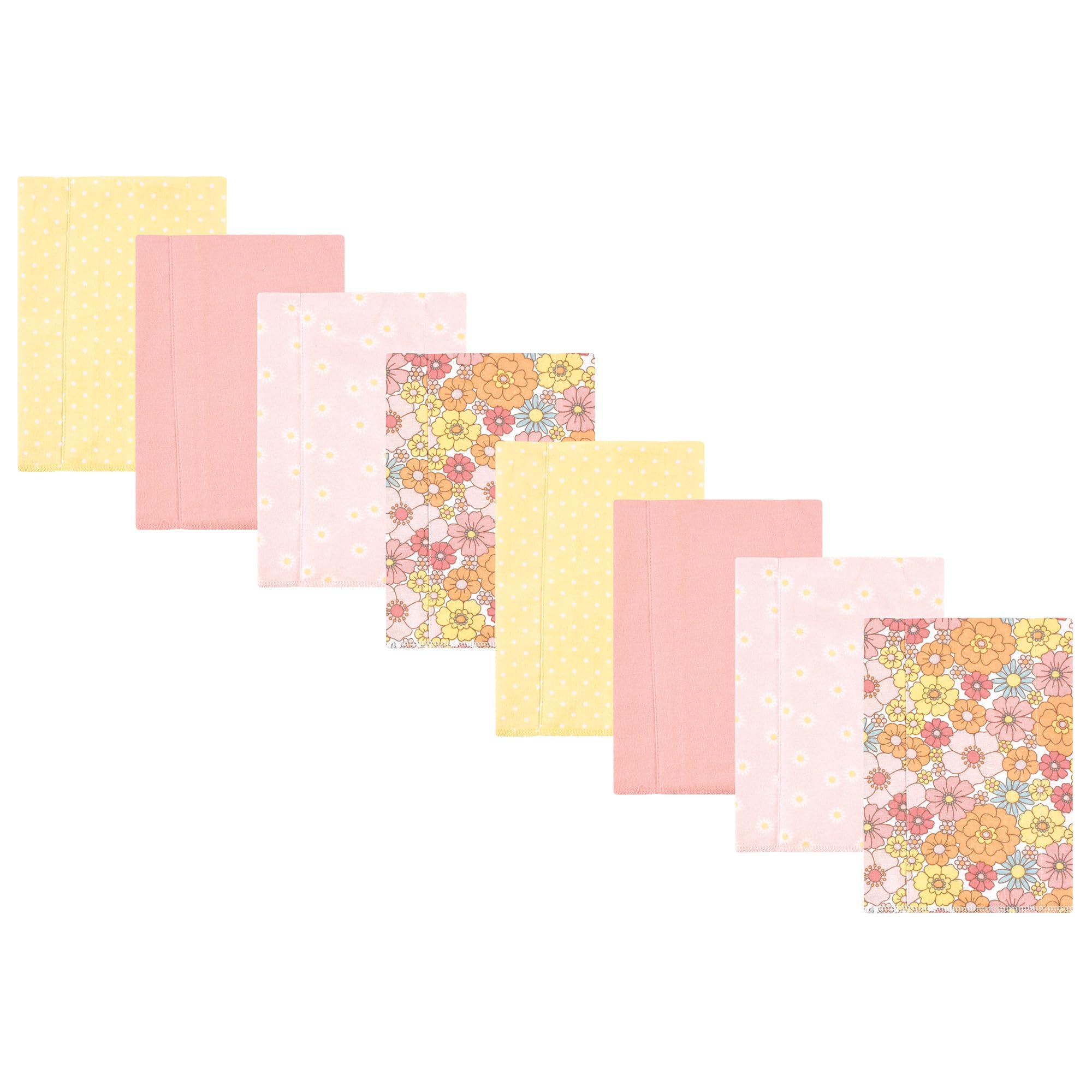 Hudson Baby Cotton Poly Flannel Burp Cloths Multipack, Peace Love Flowers 8-Pack, One Size