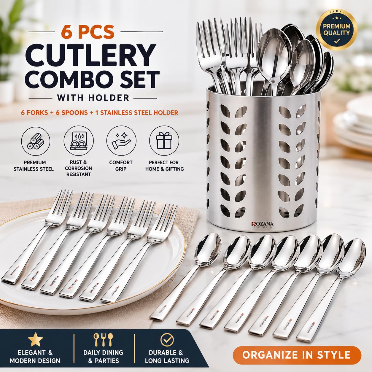 Stainless Steel Cutlery Set with Holder - FREE SHIPPING -2